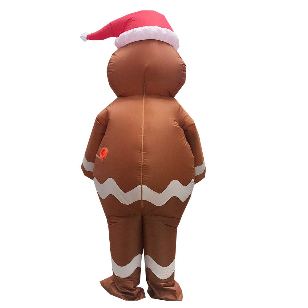 Inflatable gingerbread man costume, back view
