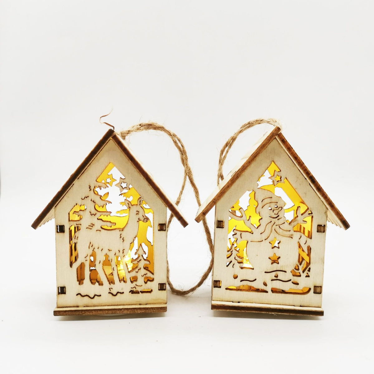 Christmas LED wooden house, Reindeer and Snowman designs