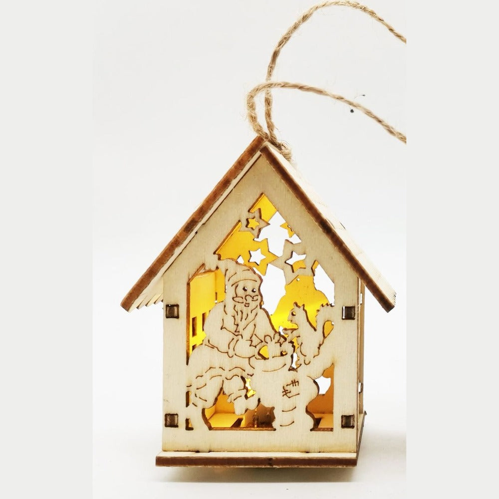 Christmas LED wooden house, Santa Claus design
