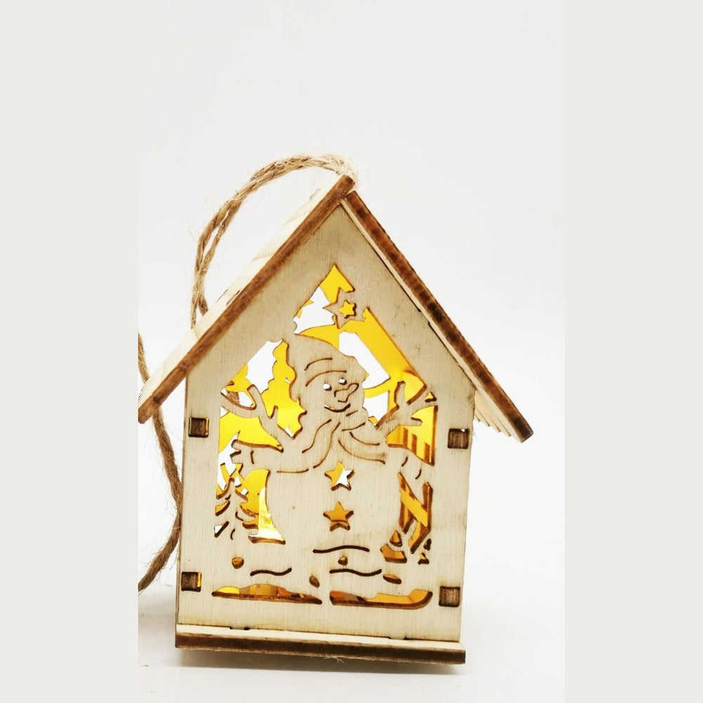 Christmas LED wooden house, Snowman design