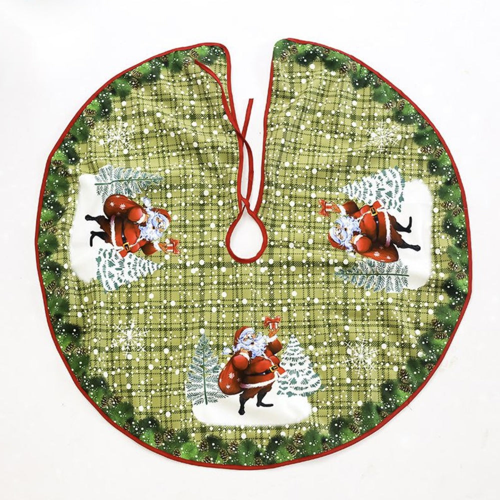 Christmas tree skirt, Green Santa design, 90 cm