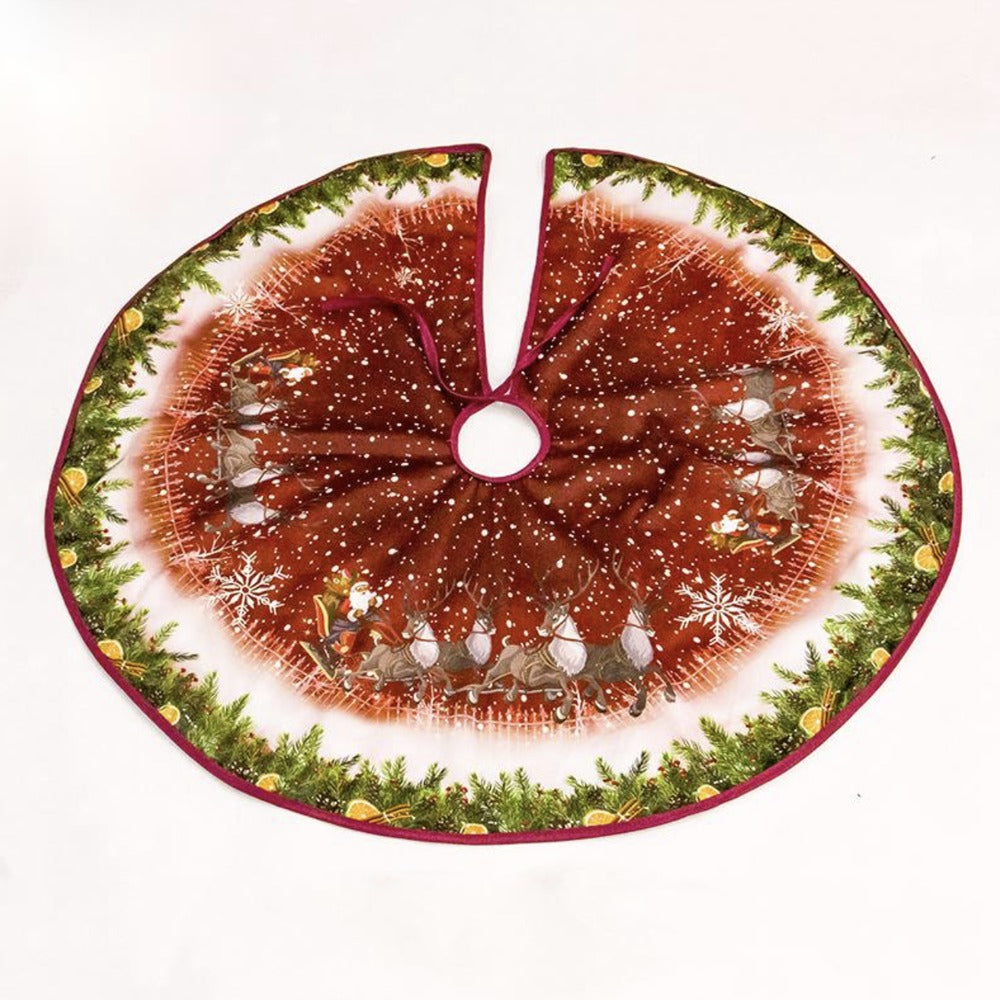 Christmas tree skirt, Red Sleigh design, 90 cm