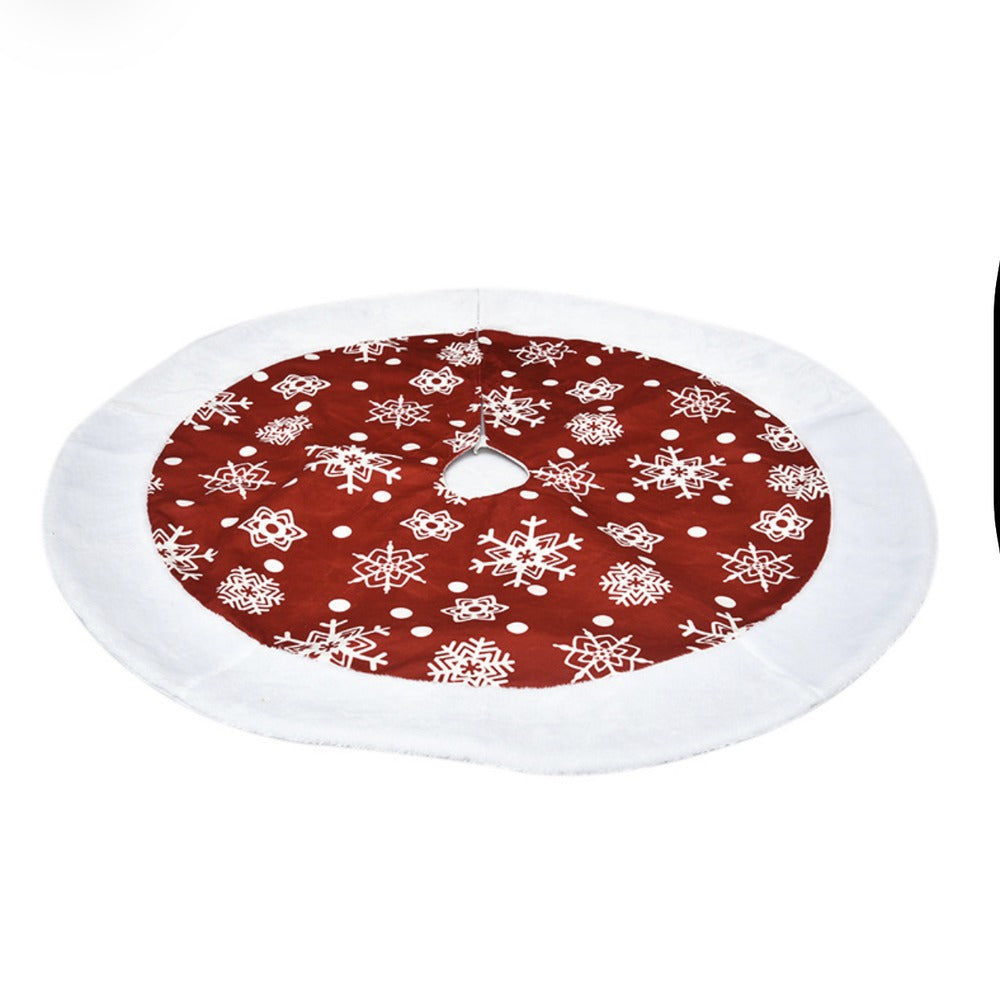Christmas tree skirt, Red Snowflake design, 100 cm